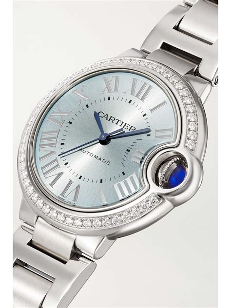 ballon bleu de cartier watch 36 mm steel diamonds|cartier ballon bleu 33mm quartz.